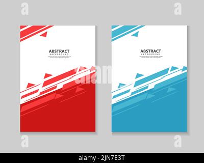 Un'illustrazione di due banner astratti 3D con sfondo rosso e blu con testo modificabile Illustrazione Vettoriale