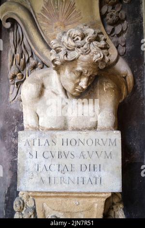 Arredamento interno presso la Biblioteca Comunale dell'Archiginnasio Bologna Italia Foto Stock