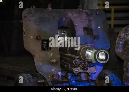 A closeup shot of military howitzer gun Stock Photo