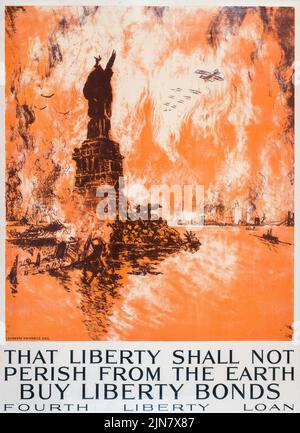 Che la libertà non perirà dalla Terra Buy Liberty Bonds - American World War i era poster di Joseph Pennell Foto Stock