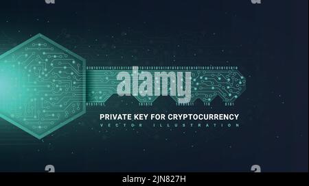 Chiave privata per la criptovaluta Illustrazione Vettoriale