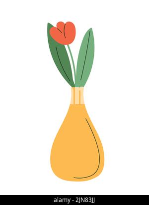 Red tulip in vaso Illustrazione Vettoriale