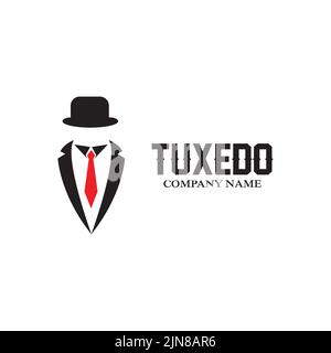 Bow Tie uomo Mafia Tuxedo Suit uomo Fashion Tailor Abbigliamento Vintage Classic Logo Design Vector Illustrazione Vettoriale