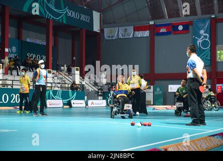 I Para Games dell'ASEAN del 2022, ufficialmente conosciuti come i Para Games dell'ASEAN del 11th, e comunemente conosciuti come Surakarta 2022, sono stati un evento biennale multisport per atleti con disabilità fisiche nel sud-est asiatico. Si è svolto dal 30th luglio al 6th agosto 2022. Hanno partecipato tutti i 11 paesi della regione. Surakarta, Indonesia. Foto Stock