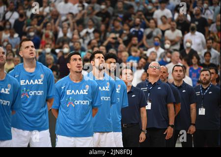 Atene, Grecia. 09th ago 2022. Nazionale greca durante la partita amichevole tra la nazionale greca e la nazionale spagnola allo stadio OAKA il 9 agosto 2022 ad Atene, Grecia credito: Independent Photo Agency/Alamy Live News Foto Stock