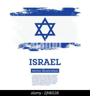 Bandiera di Israele con tratti di pennello. Illustrazione vettoriale. Giorno dell'indipendenza. Illustrazione Vettoriale