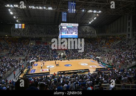 Atene, Grecia. 09th ago 2022. Stadio OAKA durante la partita amichevole tra la Nazionale greca e la Nazionale Spagnola allo Stadio OAKA il 9 agosto 2022 ad Atene, Grecia. Credit: Independent Photo Agency/Alamy Live News Foto Stock