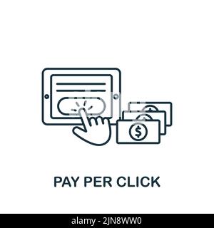 Icona paga per clic. Icona monocromatica Simple Digital Marketing per modelli, web design e infografiche Illustrazione Vettoriale