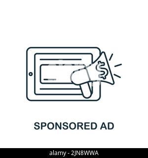 Icona Annuncio sponsorizzato. Icona monocromatica Simple Digital Marketing per modelli, web design e infografiche Illustrazione Vettoriale
