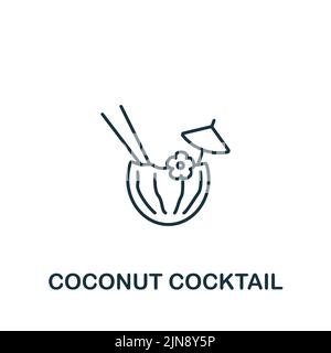 Icona cocktail al cocco. Icona bevande semplici monocromatiche per modelli, web design e infografiche Illustrazione Vettoriale