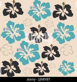 Motivo senza cuciture con fiori hawaiani (motivo hibiscus) Foto Stock