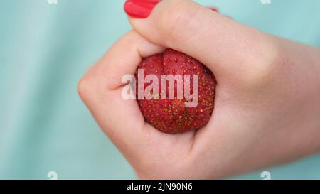 Fragole clenched in pugno sotto forma di costipazione del colon Foto Stock