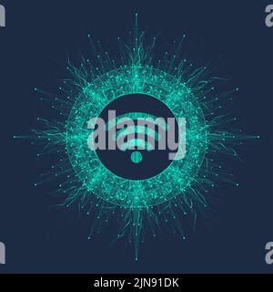 Tecnologia del segnale di rete wireless Wi-Fi concetto Internet. Accesso a Internet ad alta velocità. Illustrazione vettoriale. Illustrazione Vettoriale