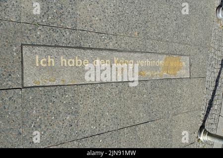 Georg Elser, ho voluto prevenire la guerra, memoriale, Wilhelmstrasse a Berlino, Germania Foto Stock