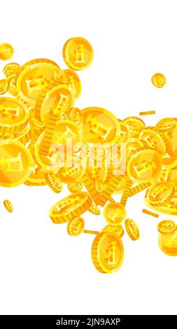 Monete in franchi svizzeri in calo. Monete d'oro sparse da CHF. Soldi della Svizzera. Grande concetto di successo aziendale. Illustrazione vettoriale. Illustrazione Vettoriale