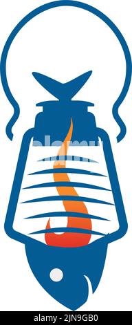 logo icona pesce all'interno della lanterna. vettore Illustrazione Vettoriale
