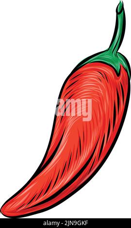 Peperoncino estratto a mano isolato su bianco Illustrazione Vettoriale