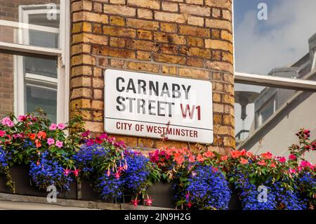 carnaby strada segnaletica, londra, inghilterra, regno unito Foto Stock