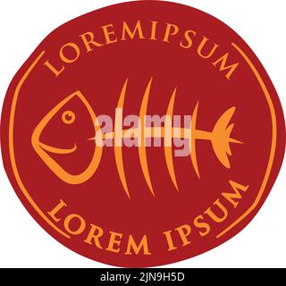 Simbolo del logo dell'icona dei pesci di mare all'interno di un cerchio. Vettore Illustrazione Vettoriale