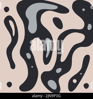 astratto sfondo moderno neutro, forme arrotondate nere fluenti. Illustrazione vettoriale Illustrazione Vettoriale