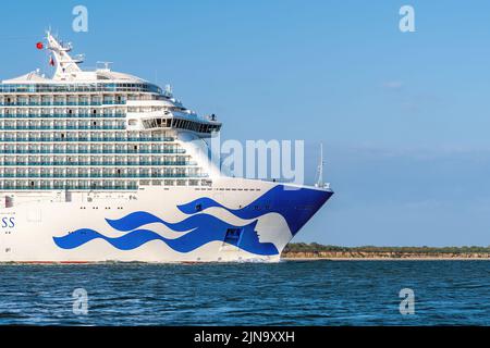Il logo Princess Cruises Sea Witch sulla nave da crociera Royal Princess - Agosto 2020. Foto Stock