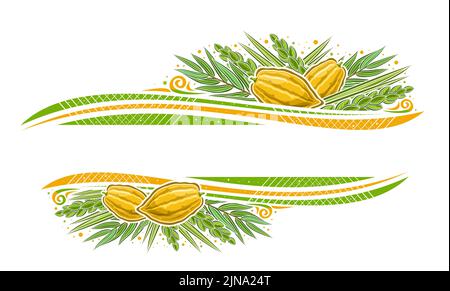 Bordo vettoriale per Sukkot con spazio copia vuoto per il testo delle congratulazioni, biglietto d'auguri decorativo con illustrazione delle foglie tradizionali di quattro specie Illustrazione Vettoriale