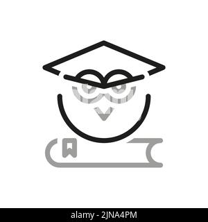 Icone semplici di linea vettoriale correlate al ritorno a scuola. Icona formazione. Contiene icone come gufo e libro. Illustrazione Vettoriale
