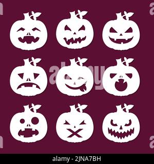 Silhouette di zucche nere. Sfondo banner Halloween con lanterna Jack o. Illustrazione Vettoriale