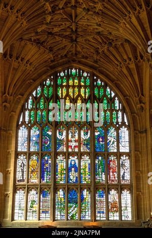 La finestra ovest Sherborne Abbey, Dorset Foto Stock