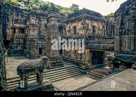 08 18 2006 Kailasa tempio, ellora grotta, aurangabad, Maharashtra, India, Asia Foto Stock