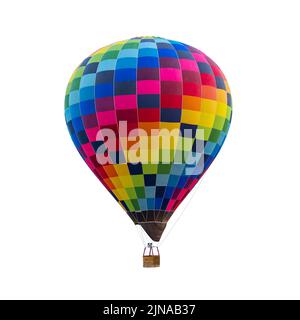 palloncino ad aria calda con colori diversi isolato su sfondo bianco. Foto Stock