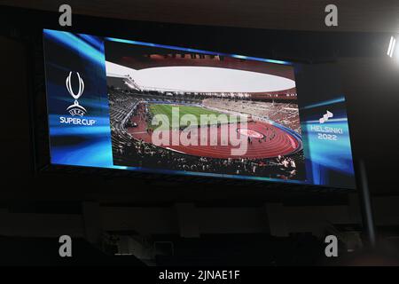 Helsinki, Finlandia. 10th ago 2022. Vista interna dello Stadio Olimpico prima della Supercoppa UEFA tra Real Madrid e Eintracht Francoforte a Helsinki, Finlandia (Foto: Cristiano Mazzi/Sport Press Photo/C - UN'ORA DI SCADENZA - ATTIVA FTP SOLO SE IMMAGINI MENO DI UN'ORA - Alamy) credito: SPP Sport Press Photo. /Alamy Live News Foto Stock