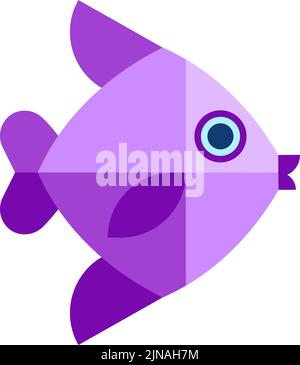 Pesce viola. Icona stilizzata della fauna oceanica subacquea Illustrazione Vettoriale