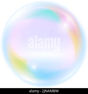 Colore arcobaleno bolla subacquea. Schiuma d'acqua realistica Illustrazione Vettoriale