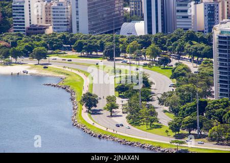 terrapieno flamengo visto dalla cima della collina di urca a rio de janeiro. Foto Stock