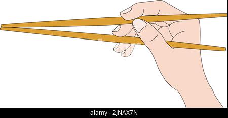 Immagine che mostra come utilizzare le bacchette Illustrazione Vettoriale
