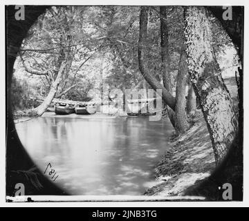 Taylor Bridge, Virginia. Pontoon ponte attraverso il North Anna river sotto Taylor's bridge Foto Stock