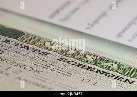 Schengen Stati visto in passaporto Foto Stock