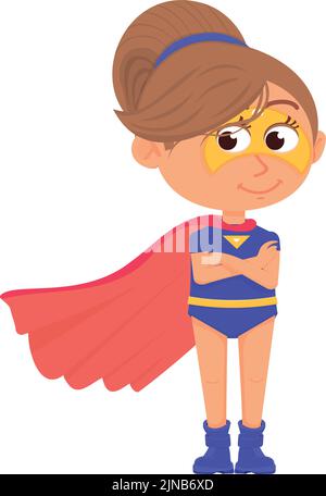 Ragazza supereroe. Forte sicuro bambino. Sogno dei bambini Illustrazione Vettoriale