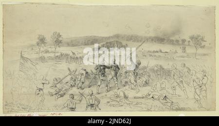 La battaglia di Antietam-carica di Burnside 9th corpo sul lato destro dell'esercito confederato - E. Forbes. Foto Stock