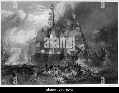 La Battaglia di Trafalgar incisione di William Miller dopo J M W Turner R698 Foto Stock