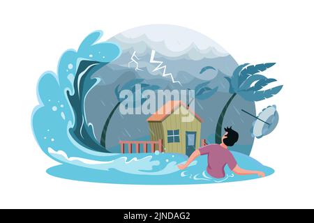 Disastri naturali Illustrazione concetto. Illustrazione piatta isolata su sfondo bianco Illustrazione Vettoriale
