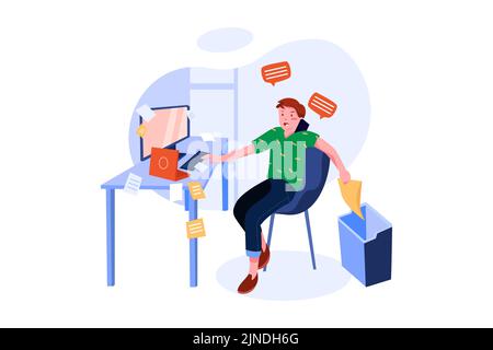 Concetto di illustrazione del multitasking. Illustrazione piatta isolata su sfondo bianco Illustrazione Vettoriale