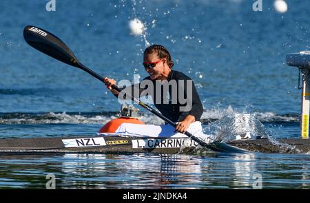 Lisa Carrington ai Campionati mondiali ICF Canoe Sprint e Paracanoe 2022 a Dartmouth, Nuova Scozia, Canada, sul lago Banook. Agosto 3rd 2022, 4 Foto Stock