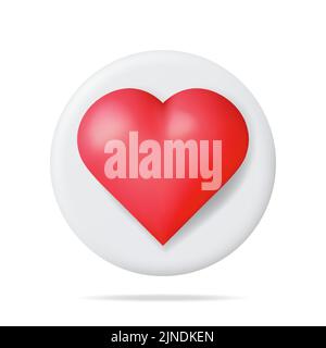 3D icona simile con cuore isolato. Illustrazione Vettoriale