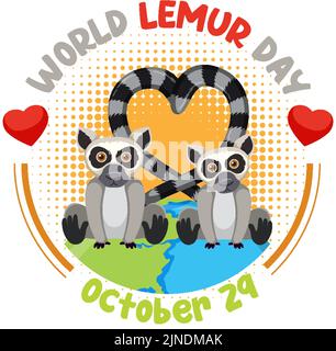 Illustrazione del progetto di poster del giorno del lemure del mondo Illustrazione Vettoriale