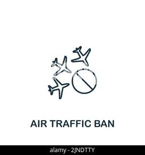 Icona Air Traffic Ban. Icona monocromatica Simple Line Economic Crisis per modelli, web design e infografiche Illustrazione Vettoriale