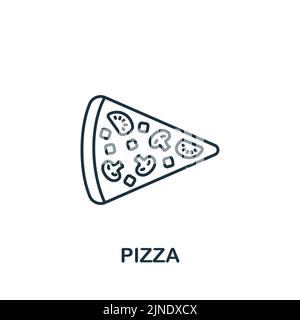 Icona pizza. Icona Fastfood monocromatica a linea semplice per modelli, web design e infografiche Illustrazione Vettoriale