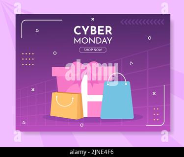Cyber Monday Vendita Photocall modello realizzato a mano Cartoon Flat Illustrazione Illustrazione Vettoriale