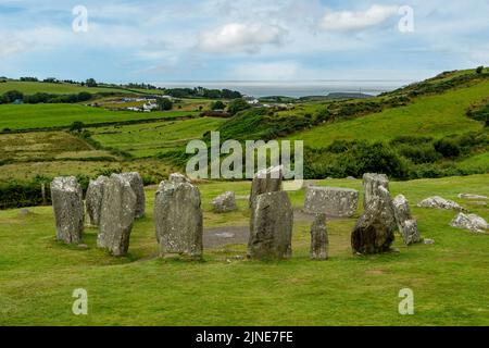 Drombeg Stone Circle, vicino a Glandore, Co. Cork, Irlanda Foto Stock